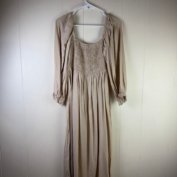 The Puff Sleeve Linen Dress - Thoughtless - Picture 3 of 9